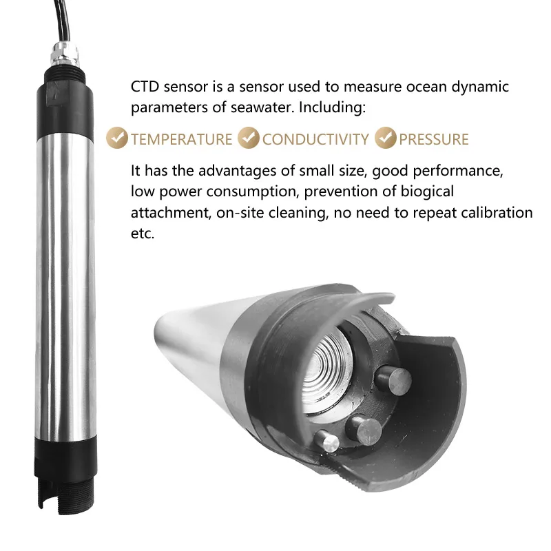 

hot sales CTD-206A Conductivity Temperature Depth Salinity Probe 150m Seawater Deep Well 200m Water Level Pressure Ec CTD Sensor