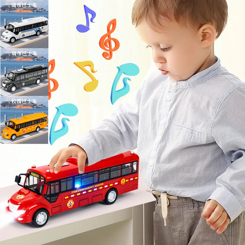 Sound And Light Bus, Campus Bus, Toy Car, Simulated Door Opening Double Inertia Sliding Children's Toy Car Model，XT229