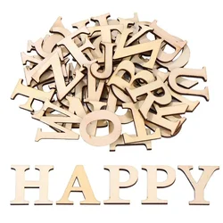 26Pcs/Set Wood Letters Unfinished A-Z Wooden Alphabets Letter Pieces Craft Ornaments for DIY Wedding Party Wall Display Decor