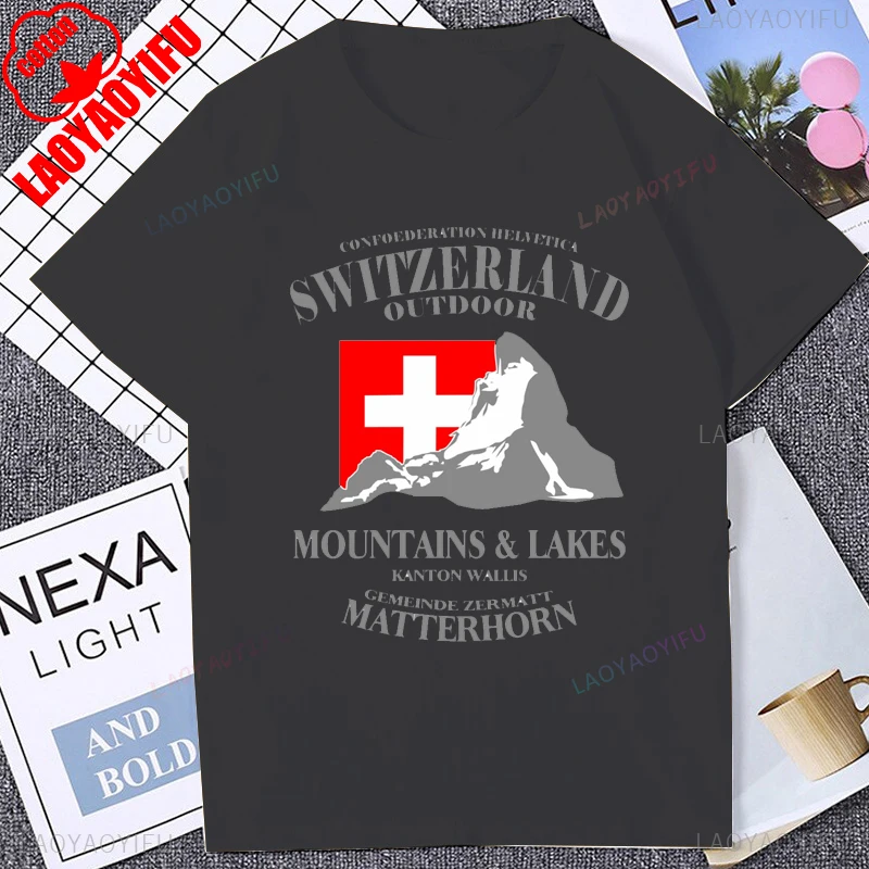 Switzer Switzerland Matterhorn Graphic T-shirt Summer Short Sleeve Fashion Casual Cotton Man Tshirt Hip Hop Streetwear Women Tee