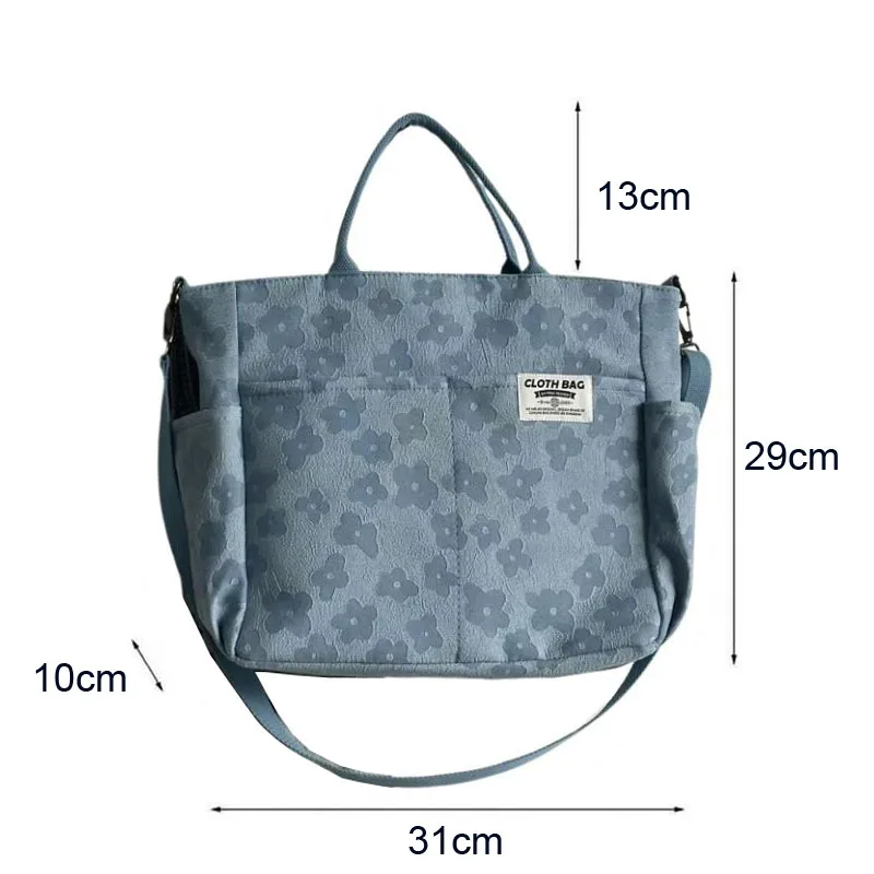 Leisure Tote Canvas Handbag Simple Women Portable Shoulder Bag Embossed Polyester Crossbody Bags With Zipper