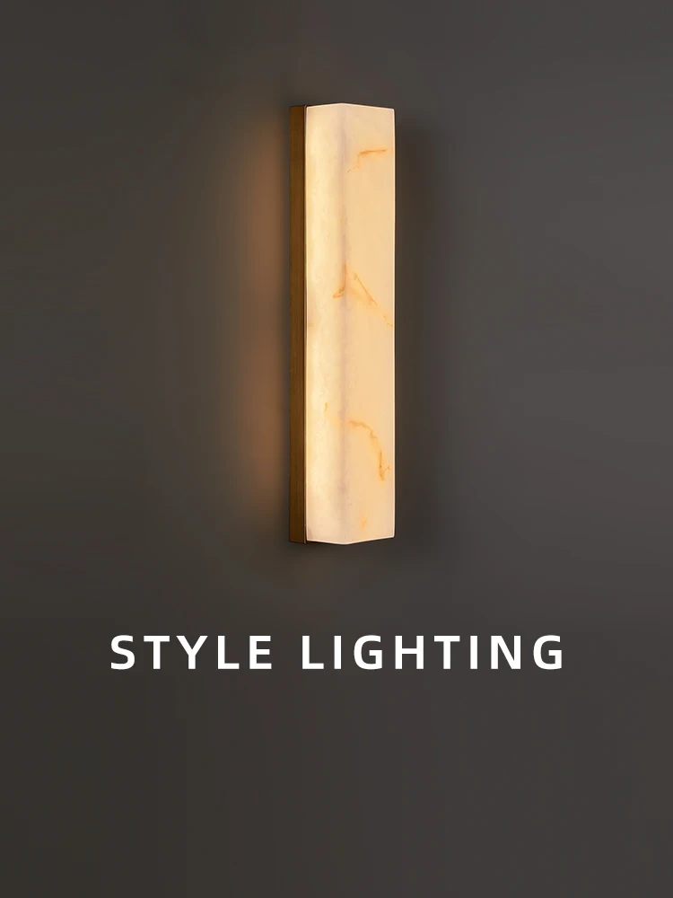 

Modern simple imitation marble long wall lamp Sales department Clubhouse hotel Bedroom bedside corridor Homestay light luxury wa