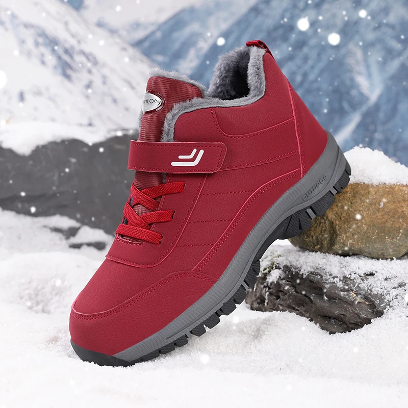 

Modern Street Slip on Winter Snow Boots Smooth Edge Anti-Abrasion, Anti-Slip Waterproof Sole Light Plush Against Cold Wind