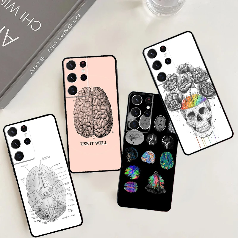 Anatomy Brain Funda For Samsung Galaxy S24 S23 S22 Ultra Plus S20 S21 FE S8 S9 S10 Note 10 20 Ultra Case