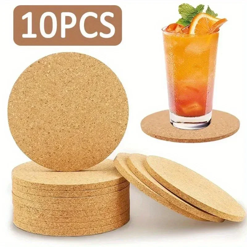 1-10PC Natural Round Wooden Pad Durable Non-Slip Cork Coaster Tea Coffee Mug Drinks Holder For Table Decor DIY Tableware Cup Mat