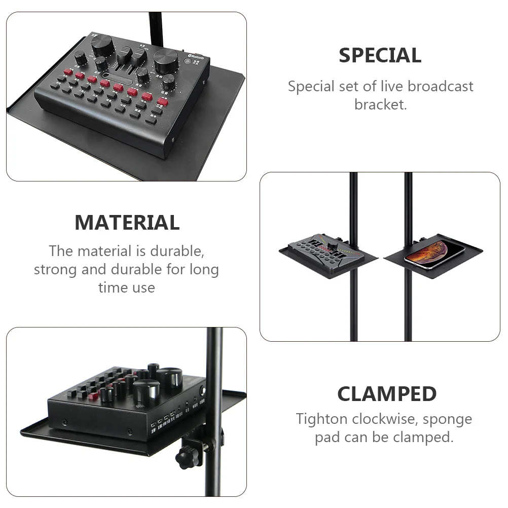

Pure Sound Tray Iron Microphone Support For Microphone Stand Angle Adjustable 90° Live Broadcast Bracket Mount Support