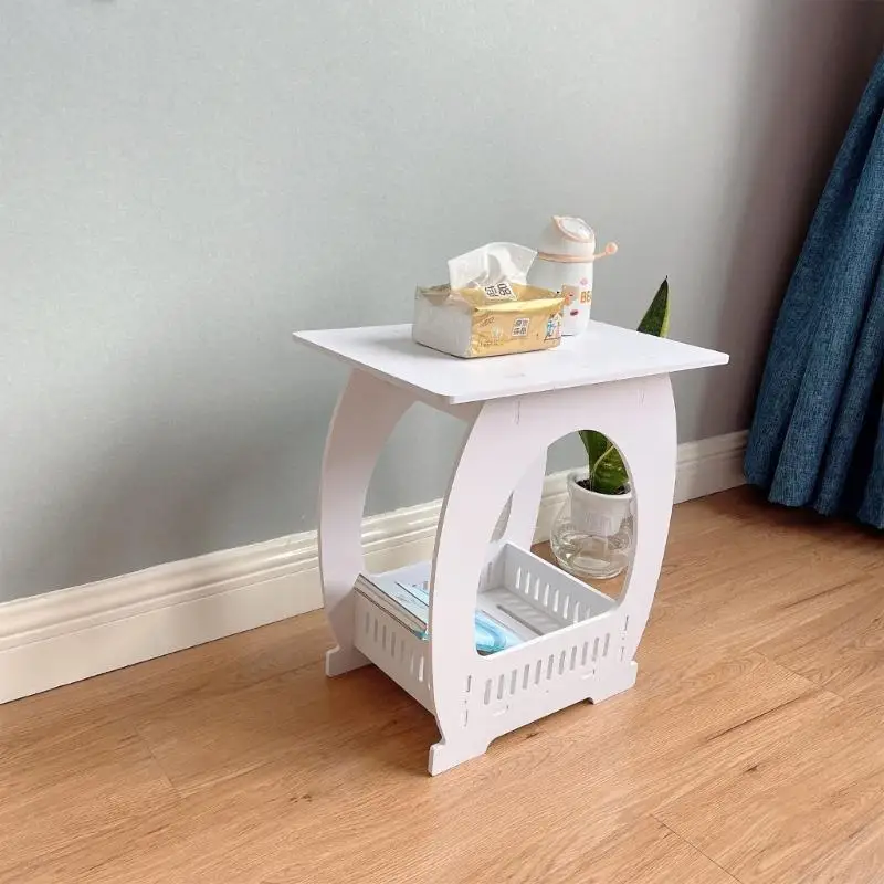 Contemporary Minimalist Miniature Coffee Table Small Round Foot Side Table for Living Room Bedroom Study Easy Mobility