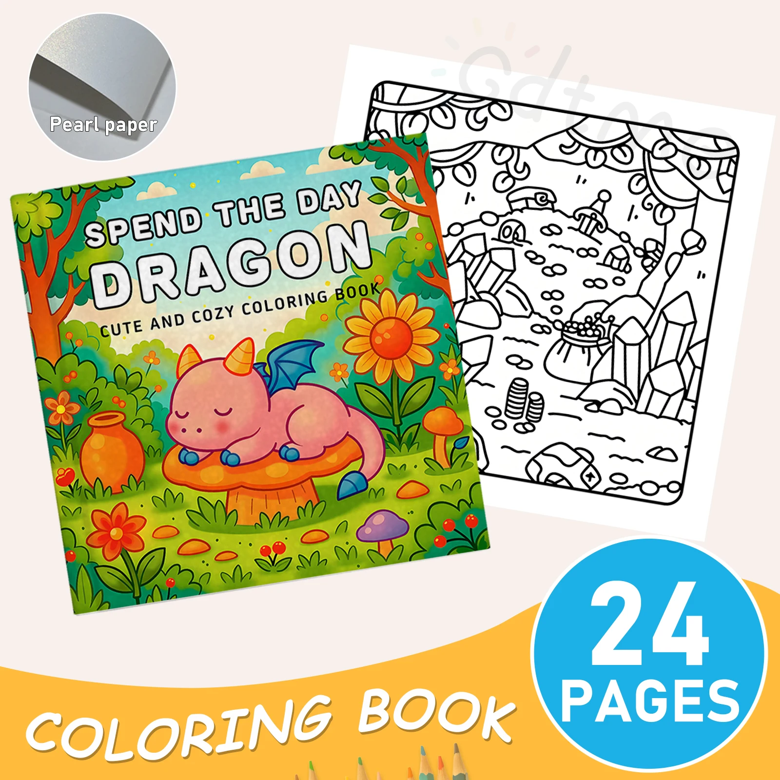 كتاب تلوين التنين من SPEND THE DAY للبالغين يتميز بأنشطة يومية مريحة وجذابة للاسترخاء (تلوين المساحات المريحة)
