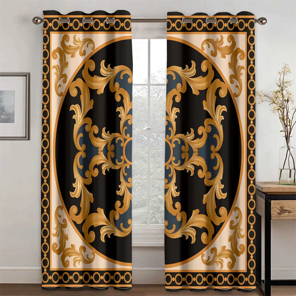 

3D Print Cheap Modern Classic Luxury Brand 2Pieces Darkening Shading Window Curtain for Living Room Bedroom Home Decor Hook