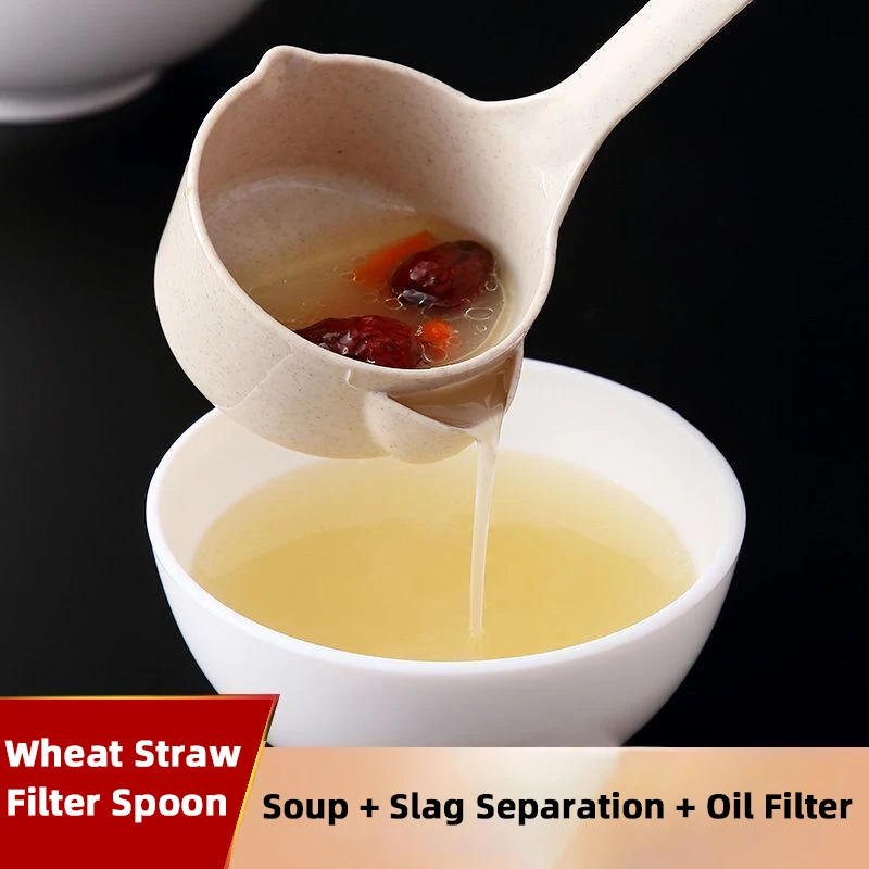 

Obelix Wheat Straw Oil Filter Spoons Long Handle Spoons Soup Grease Separator Hot Pot Portable Strainer Skimmer Kitchen Gadgets