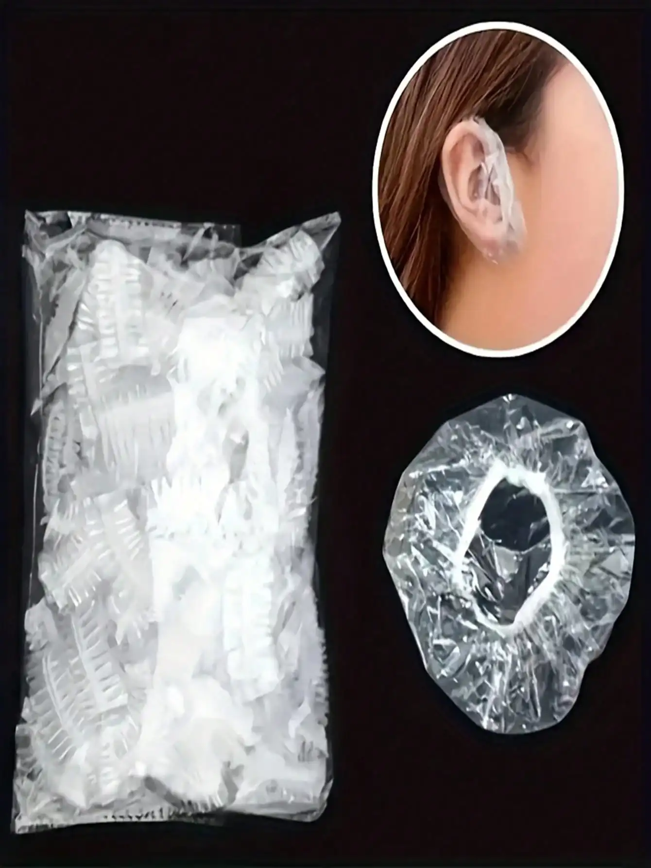 100/200pcs Disposable Stretchable Ear Covers, Minimalist Design, Protect Ears, Prevent Water From Entering Ears, Shower Ear Covers, Transparent Ear Covers, Swimming, Hair Styling, Hair Dyeing, Perming, Bathing, Hair Washing, Ear Protection