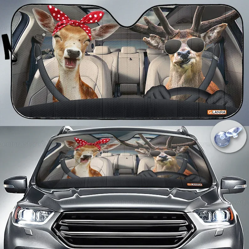 

Deer Couple Car Sun Shade, Deer Auto Car Sun Shade, Deer Lovers, Funny Gift, Deer Sun Shade, Car Sun Protector PHT092205G03