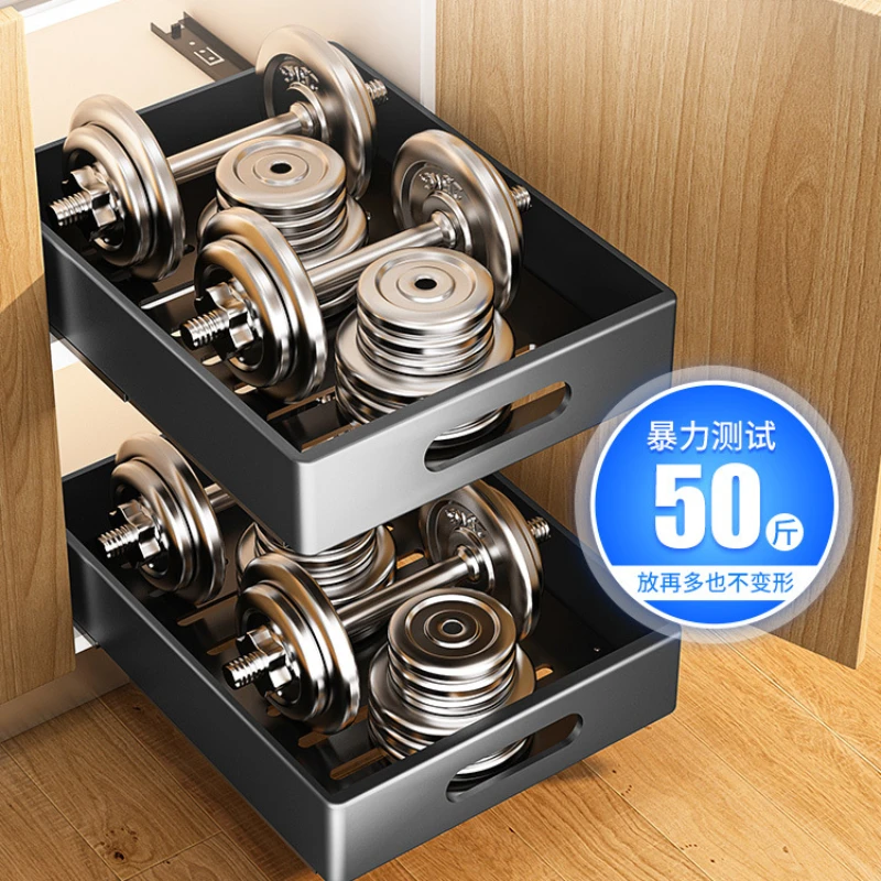 Kitchen Pull-out Drawer Dish Rack Kitchen Storage Sliding Bowls Dishes Drainer Storage Rack Sink Cabinet Organizer Tableware