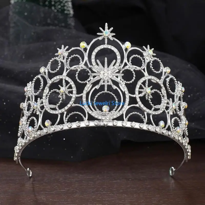 193E Exquisite Tiaras Women Crystal Crown Princess Headpiece for Bridal Parties and Birthday Celebrations