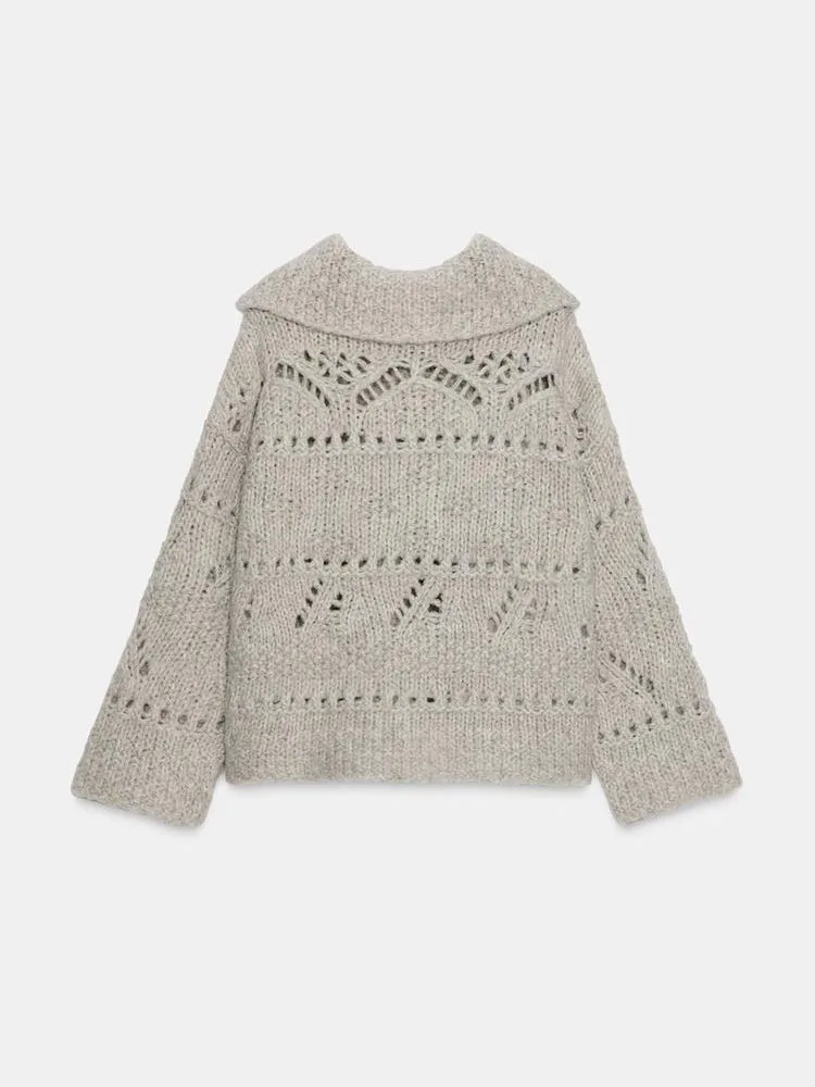 เสื้อคาร์ดิแกนถักลายฉลุแบบเปิด สไตล์ลำลอง แขนยาว สำหรับผู้หญิง คอลเลคชั่นใหม่ ฤดูใบไม้ร่วง 2025 แฟชั่น ทันสมัย สวมใส่สบาย ดีไซน์หวาน