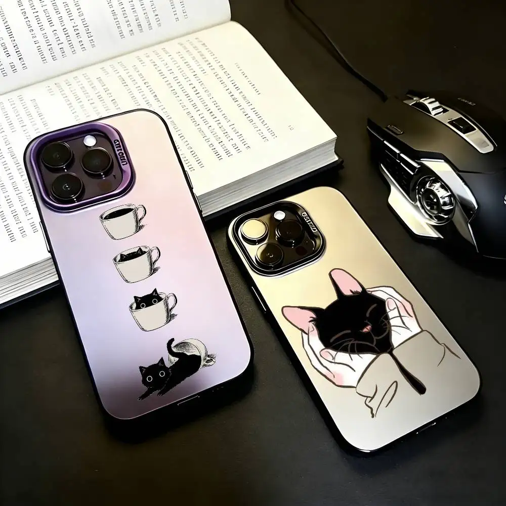 

Black Cat Staring Eye Phone Case For iPhone17,16,15,14,13,12,11 Plus,Pro Max Black Candy silver phone case