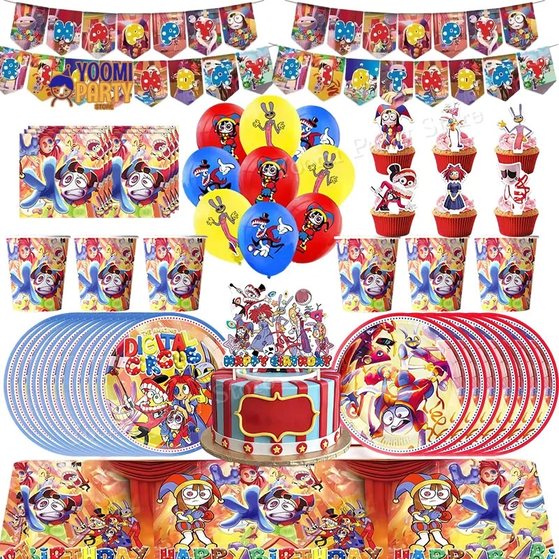 Increíble Vajilla y Decoración para Fiestas de Cumpleaños, Pancarta Digital de Globos de Circo, Adorno para Pastel, Artículos para Fiestas, Regalos de Decoración para Baby Shower
