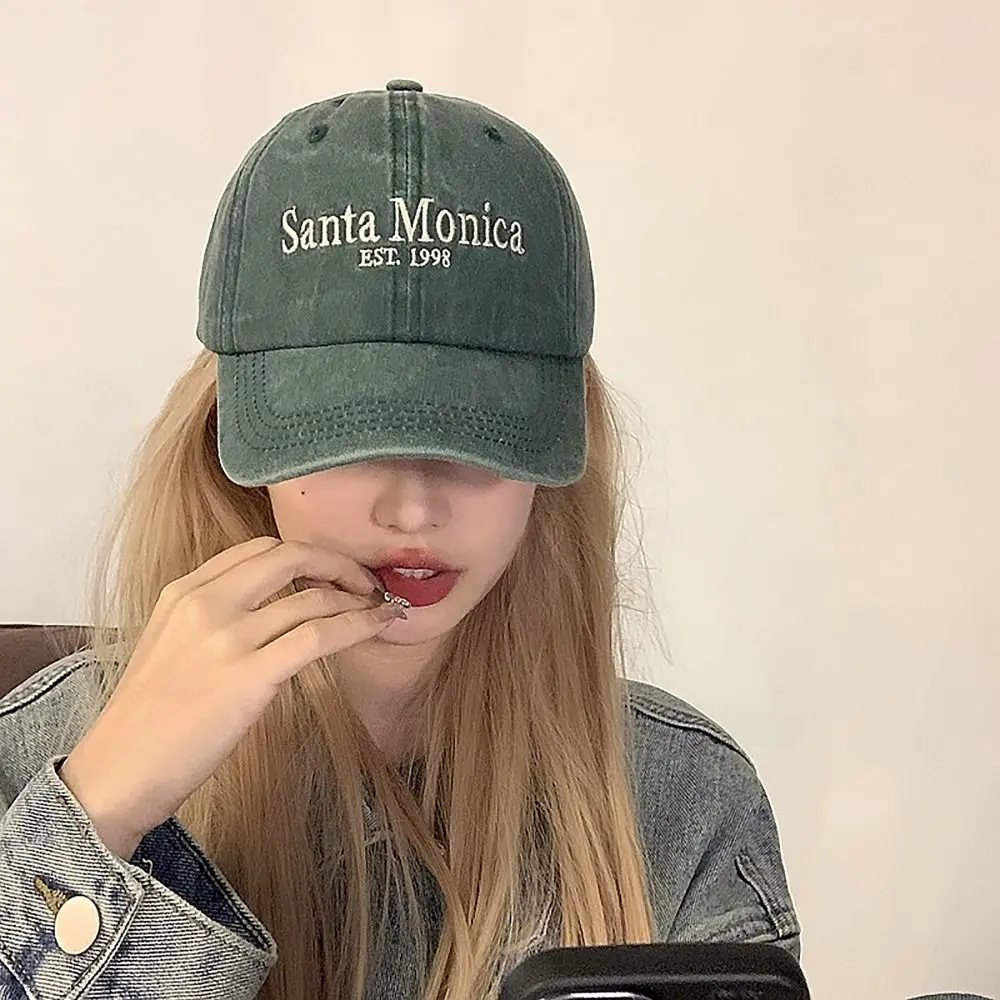 Vintage Letter Embroidered Baseball Cap Face Smaller Sun Protection Hip Hop Hat Sun Hat Teenagers