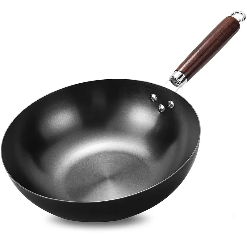 

Flat Bottom Wok Pan 32cm Skillet Iron Stir Fry Pans Non-stick Cooking Pan for Electric Induction Cooktops Woks