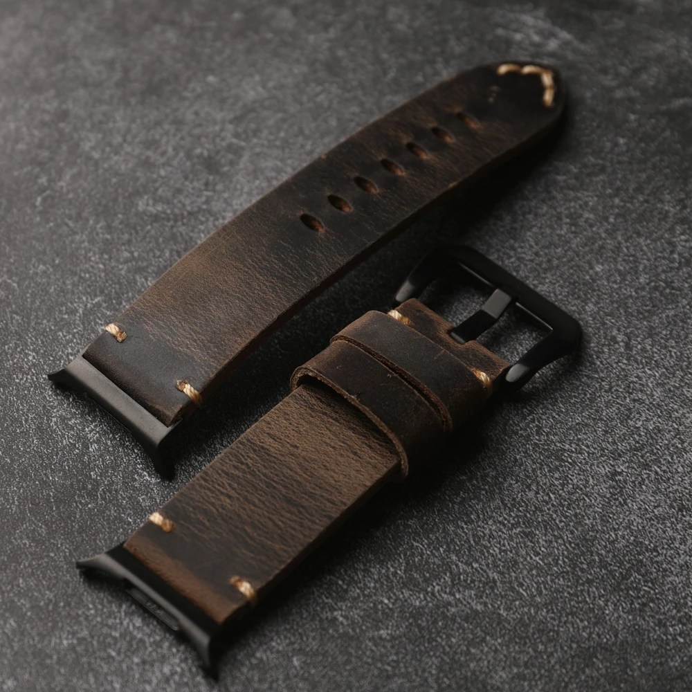 High Quality Handmade Layer Italian Leather Strap Suitable For Samsung Galaxy Watch 6 7 44MM 47MM Ultra High-End Leather