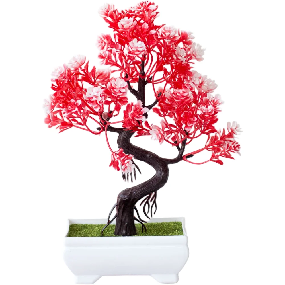 Artificial Silk Flower Plant Potted for Office and Home Desktop Decoration Lifelike Look Lightweight Compact 29 19 19 CM