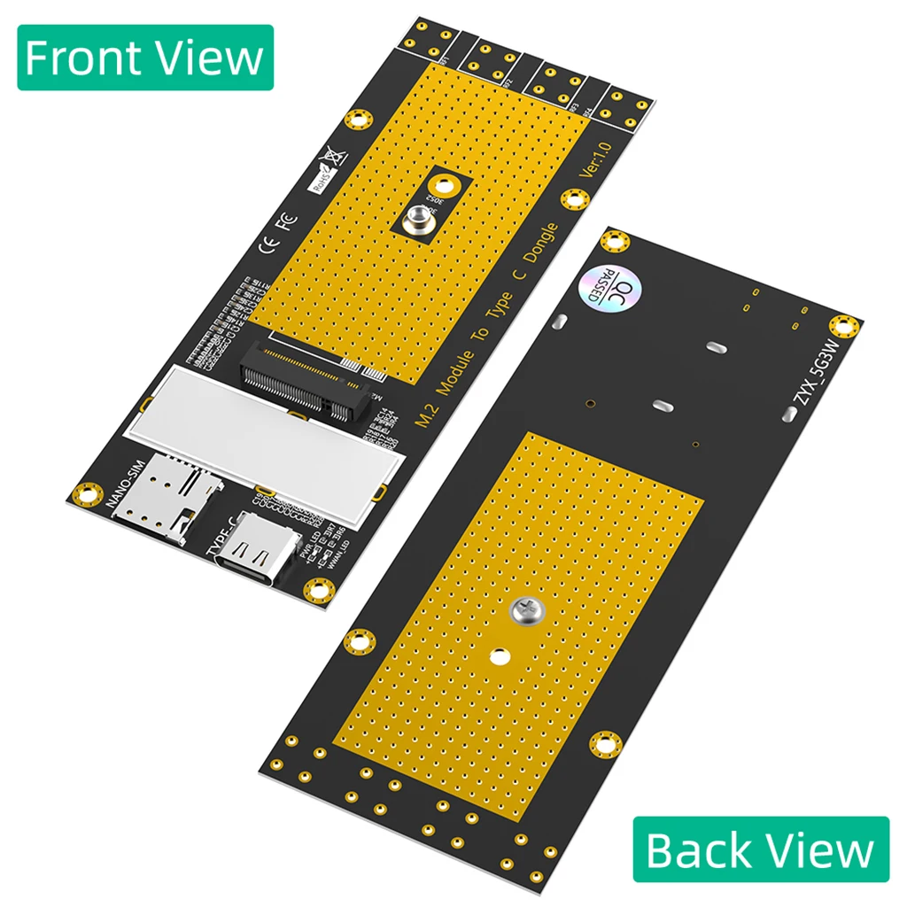 M2 B Key 3G/4G/5G Module to Type C Network Adapter with USB3.0 to Type C Cable NANO SIM Slot Support RM500Q RM500U GM800 SIM8200