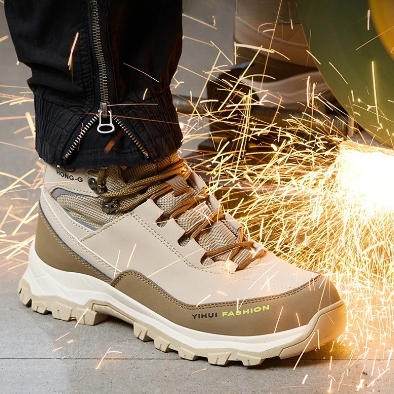 Men's Safety Shoes Steel Toe Anti Smash Safety Boots Puncture Proof Construction Wear-Resistant Work Boots Tactical Boots