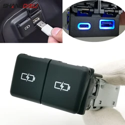 1PC Car Phone Charger Socket Dual QC3.0 USB Type C PD Charging Armrest Box Power Adapter For Toyota RAV4 Wildlander 2020-2024