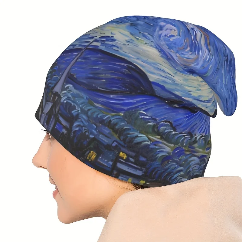 Hat The Starry Night By Vincent Van Gogh Autumn Spring Caps For Men Women Oil Painting Art Skullies Beanies Ski Caps Cotton Bonn