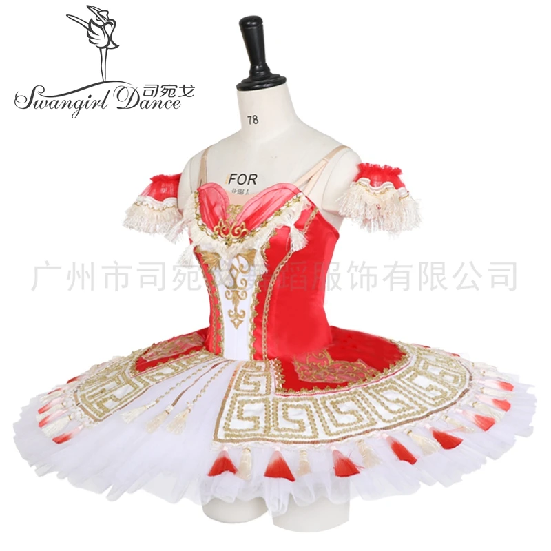 Red Don Quixote Variation Competition Tutu Women Professional Custom Made Platter Tutu BT9118