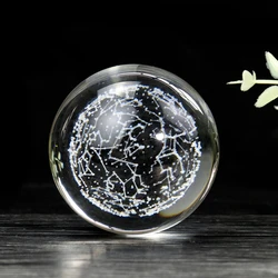 Muy Bien 60mm 3D Laser Engraving Constellation Crystal Ball Globe Miniature Crafts Photography Props Home Decoration Ornaments