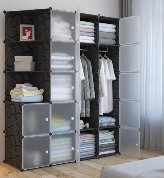 Armoire de Rangement Pliable en Plastique Cube Modulaire, Armoire Portable pour Chambre à Coucher et Enfant