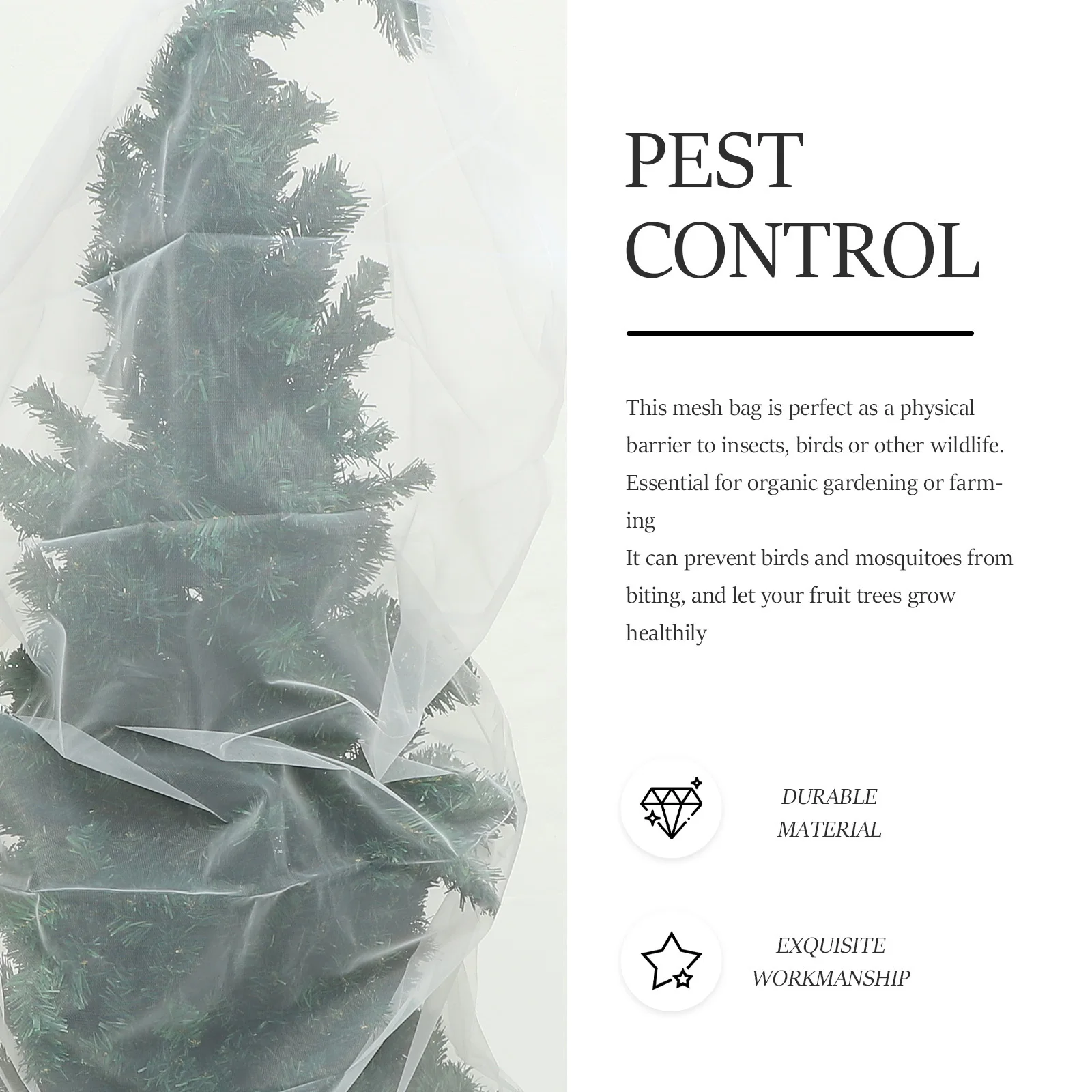 2 قطعة حاجز الطيور المضاد للحشرات حقيبة شبكية متينة قابلة لإعادة الاستخدام غطاء حماية النبات لحاجز الطيور في حديقة البستان #5