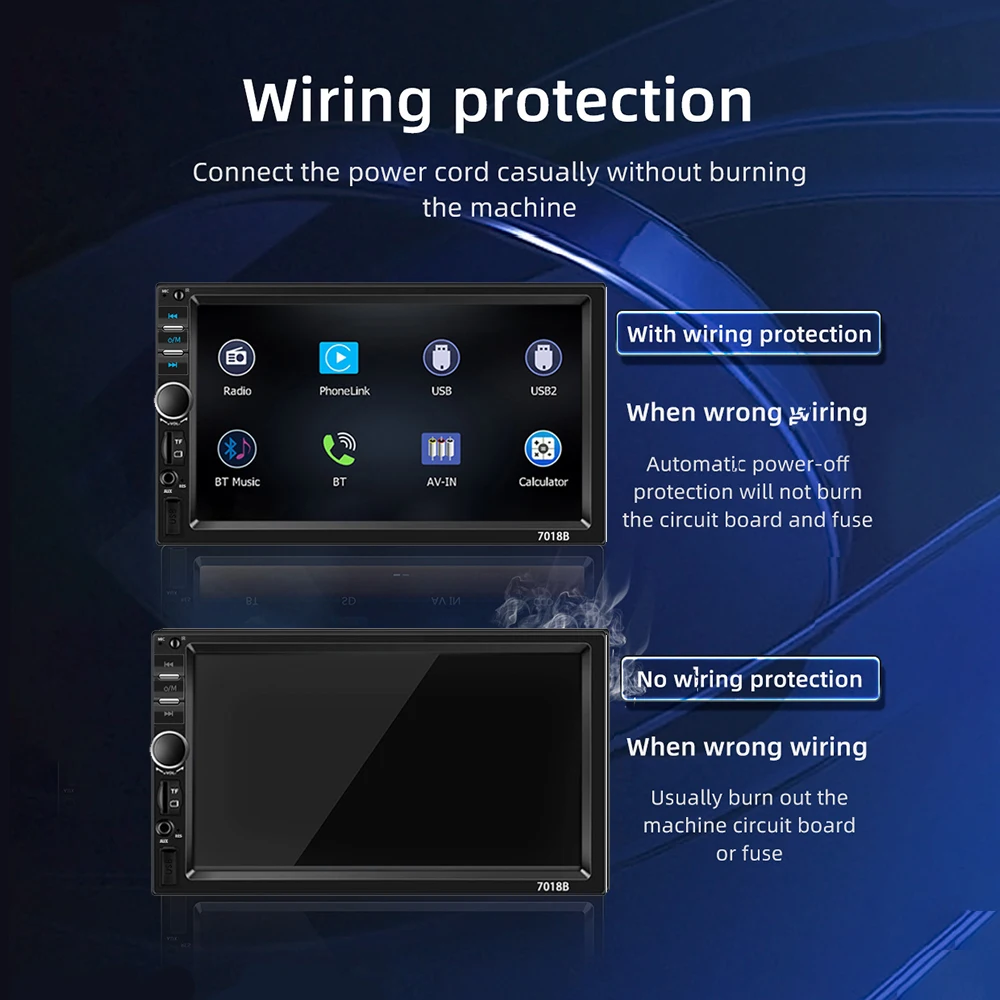 7'' Car Stereo Double Din Apple CarPlay Android Auto Wired Connection Bluetooth 5.1 FM Radio EQ SWC Backup Camera Input MP5 view 4