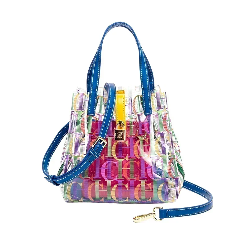 

CH Travel Crossbody Bag Women's Large Capacity Clear Tote BagLuxury Brand Delicate Jelly Bag with Monogram Shopping Bag