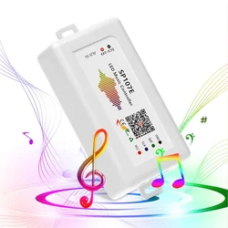 Controlador de música com Bluetooth sem fio compatível, SP107E, SP2812b, DC5-24V, SPI Full Color, controle por aplicativo de telefone, Ws2811