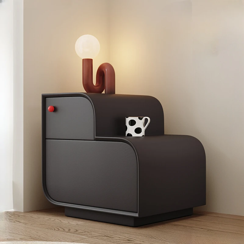 Bedroom bedside table black high-end creative delicate cute high-value children's bedside table shelves