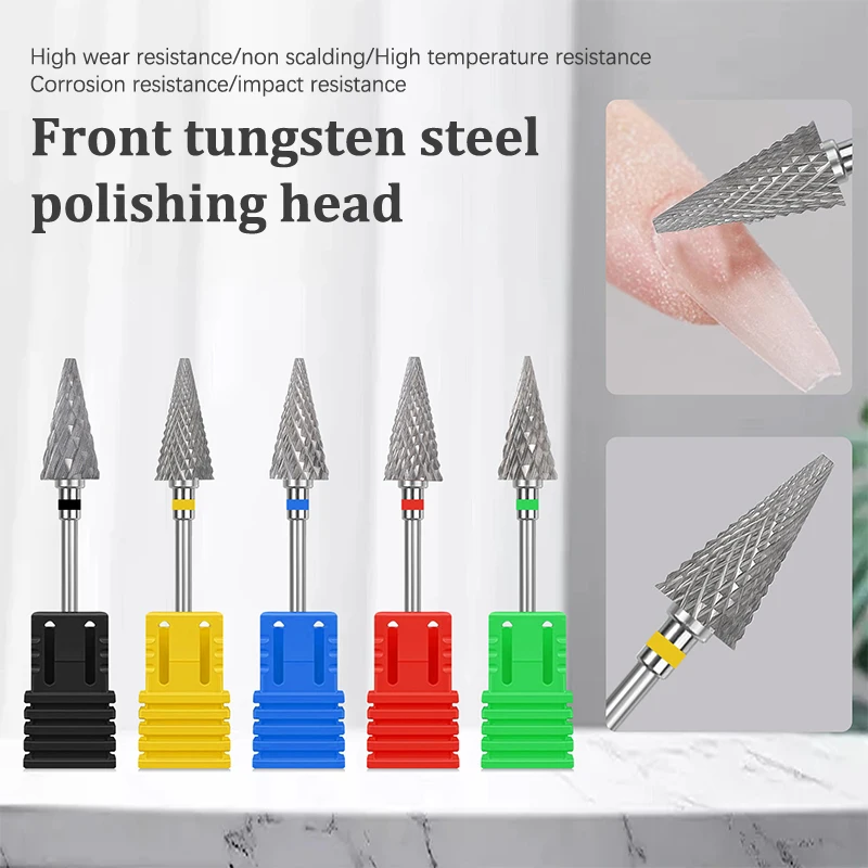 Tungsten Steel Milling Cutters For Manicure, Removing Gel Polish Nail Drill Bits Umbrella Shape Electric Equipment Tools