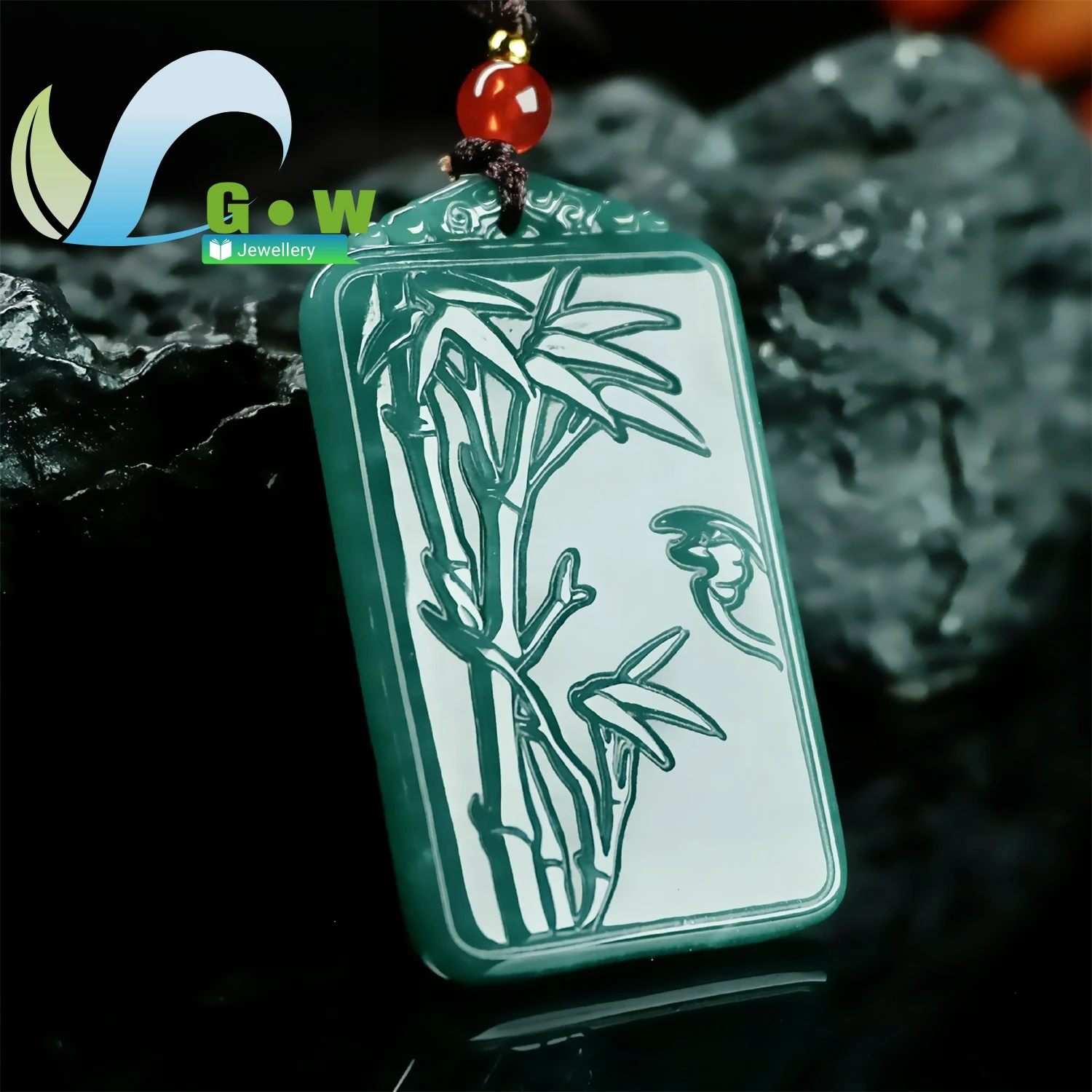 

Natural Jadeite Pendant Bamboo Design Plain Jade Pendant Good Luck Charm Wholesale Jewelry Gift For Men Women Chinese New Year G