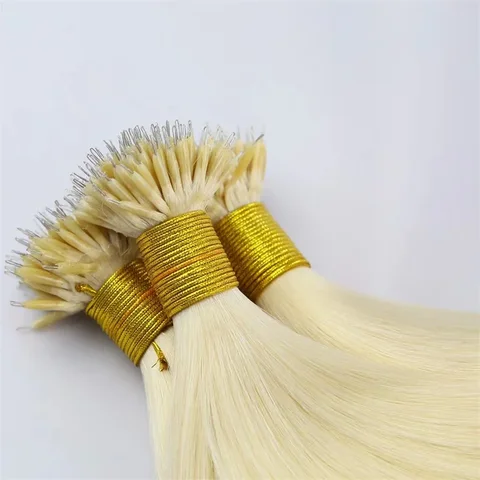Women's Straight Remy Human Hair Extensions 50g/100g Nanoring Micro Beads Brazilian Fusion Hair Extensions