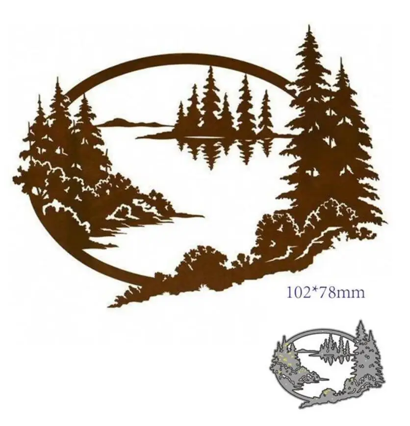 Tree Forest Mountain deer metal cutting dies cut die mold Scrapbook paper craft knife mould blade punch Embossing stencils