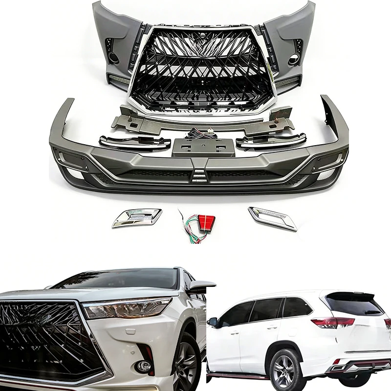 

For Highlander 2015-2017 Style Front Bumper Body Kit Grille Facelift Conversion Upgrade Parts