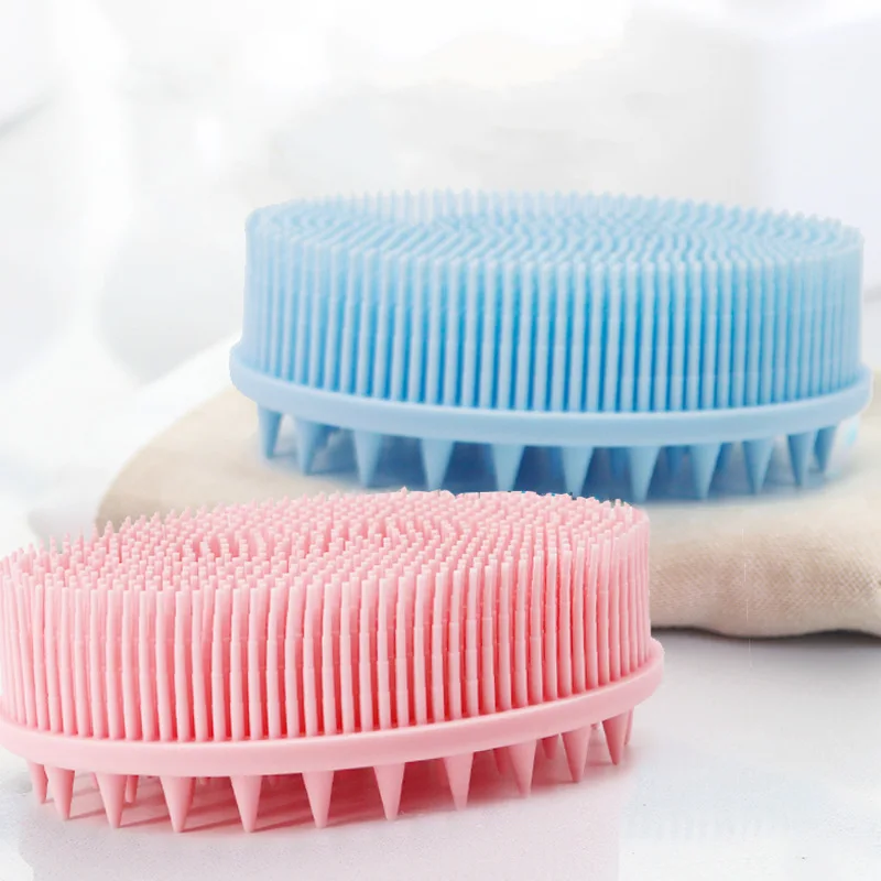 Baby Bath Soft Brush Double-sided Baby Tactile Training Silicone Hair Washing and Bath Brush Brush Food Grade Super Soft