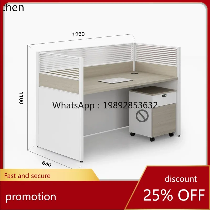 

YFY Office Desk and Chair Set for Four Staff Members, Financial Workstation with Partition, Workstation Office Furniture
