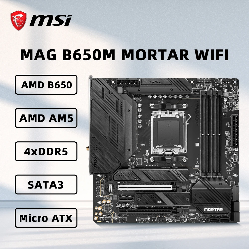 MSI MAG B650M 절구통 와이파이 마더보드 지지대 소켓, AM5 Ryzen 7 7700X 7800X3D Ryzen 5 7600X CPU 4xDDR5 M.2 HDMI mATX 메인보드 