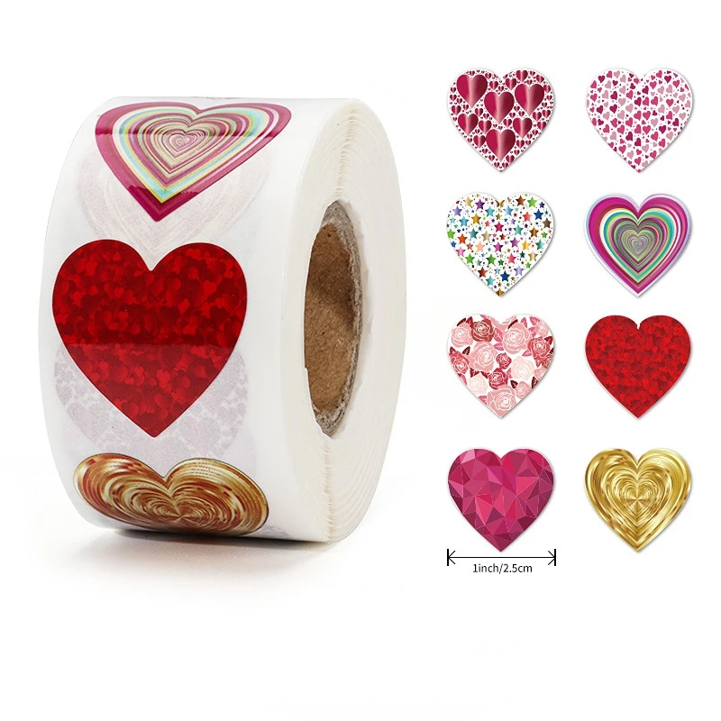 Valentinstag aufkleber label druck rolle self-adhesive wasser-beweis label sparkle rot/rosa liebe herz förmigen dicht aufkleber