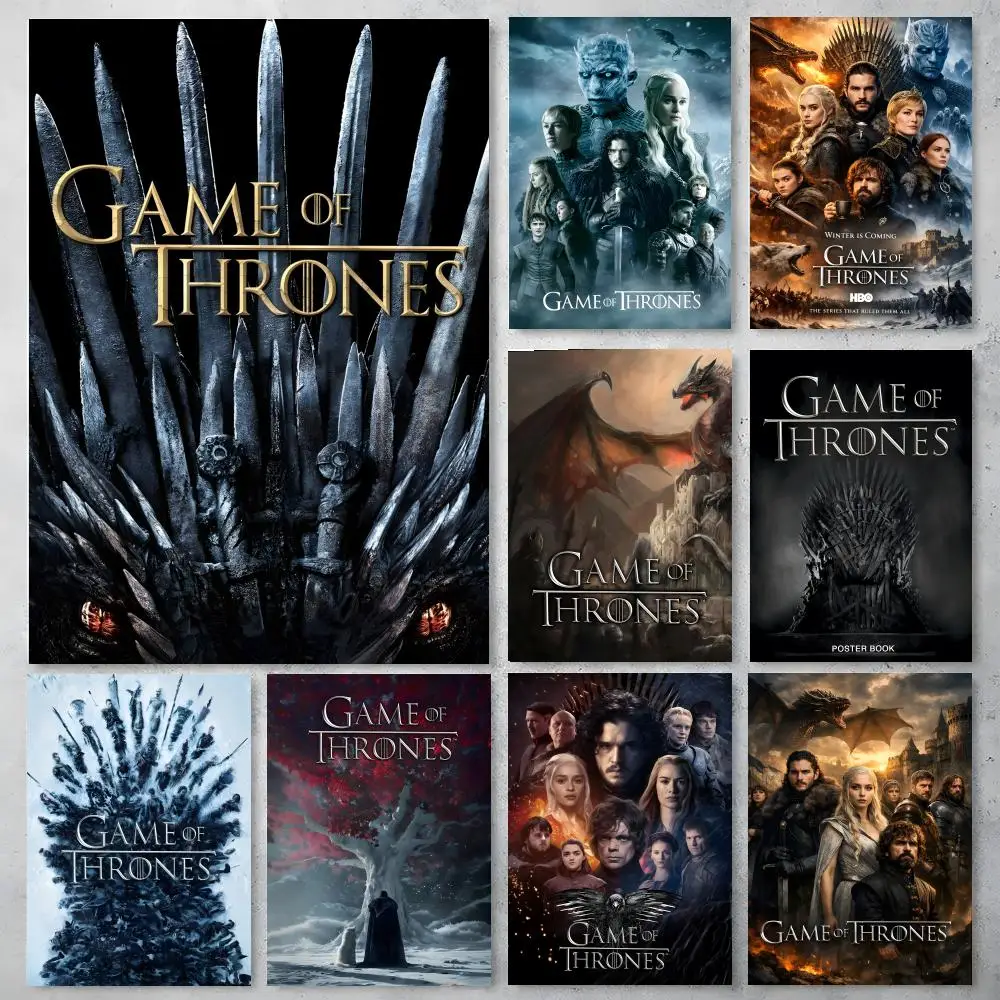 Affiche de la série télévisée Game of Thrones, autocollant artistique auto-adhésif en papier imperméable, décoration murale pour café, bar, salle