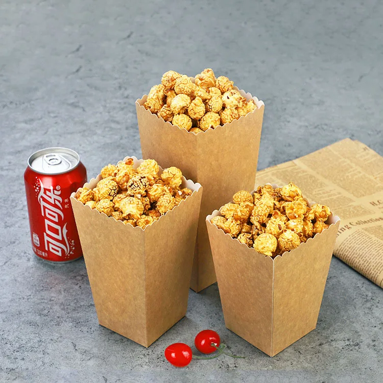 6/12/18 Stück reine braune Kraft-Popcorn-Boxen, Behälter, Geburtstag, Film, Party, Gastgeschenke, Leckerli-Beutel, Hochzeit, Braut, Gastgeschenke, Geschenkbox