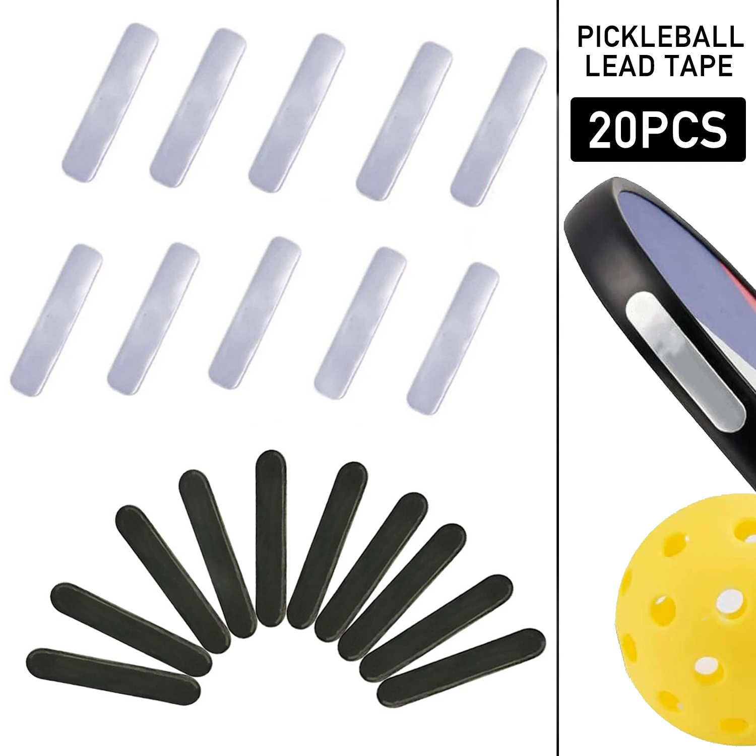 20Pcs Weighted Lead Tape for Pickleball Paddle, Edge Guard, Increase Power, Swing Speed, used for Golf Clubs with Racquets