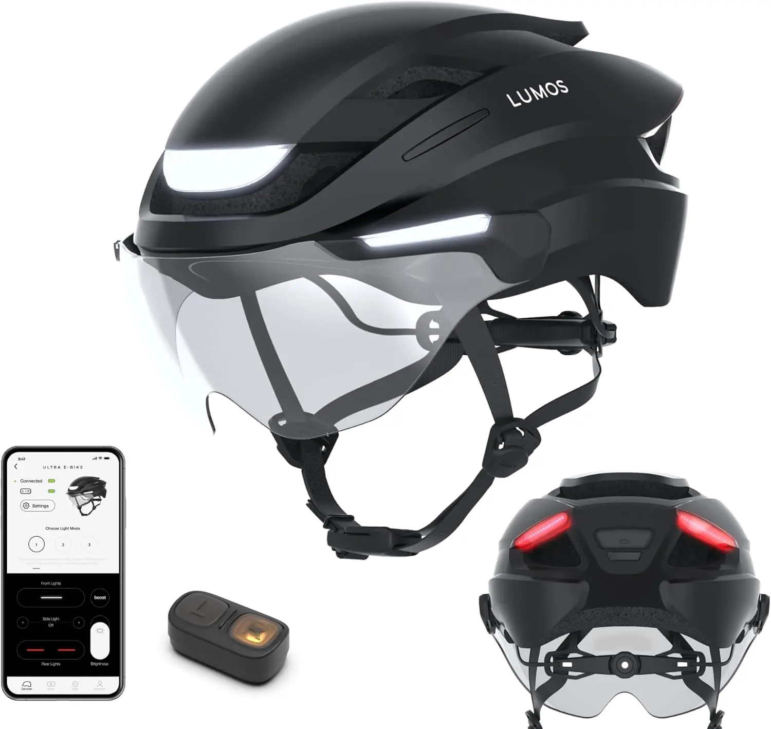 

Smart Bike Helmet with Front & Rear LED Lights, Retractable Face Shield, App Controlled, MIPS Safety, CPSC Certified, Adults